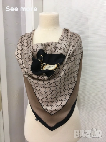 GUCCI шал коприна 90/90 , снимка 2 - Шалове - 53837588