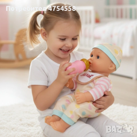 Кукла бебе 12 инча, която яде, пие и пишка – забавление и грижа за всяко дете