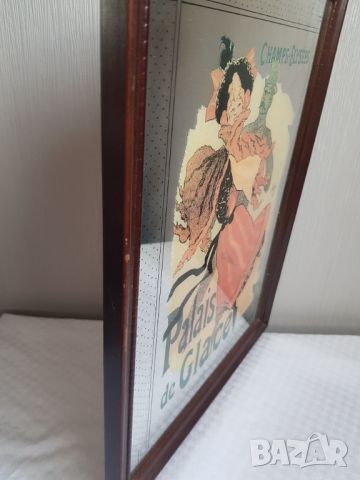 Рекламно огледало с дървена рамка Шанз- Елизе "Леден дворец", снимка 3 - Антикварни и старинни предмети - 46329811