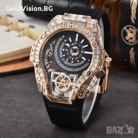 HENGBOLONG Black Gold – луксозен мъжки кварцов часовник, снимка 2 - Мъжки - 54247304