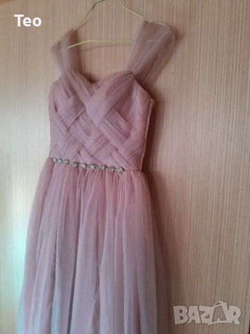 Официална дълга рокля, светло розово, тюл, снимка 9 - Рокли - 52931136