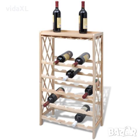 vidaXL Стойка за вино за 25 бутилки, чам масив(SKU:241068, снимка 1 - Други - 46172442