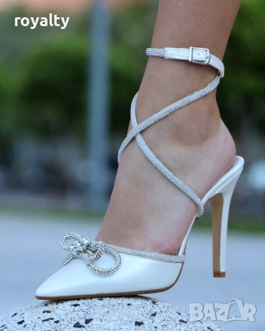 Сандали на ток - бяла кожа, снимка 2 - Сандали - 52074132