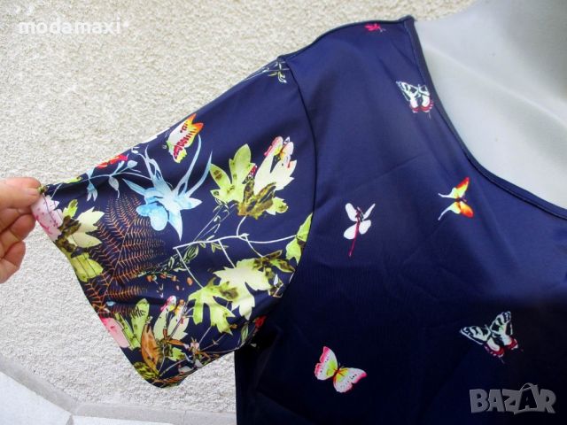 4XL Нова синя рокля с пеперуди , снимка 3 - Рокли - 45702775