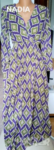 Рокля зелено с лилаво