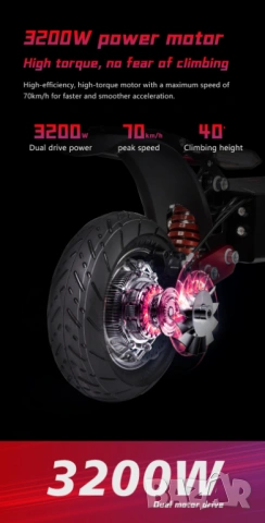 Електрически скутер/тротинетка със седалка BOYUEDA 3200W 28AH, снимка 3 - Други спортове - 49347419