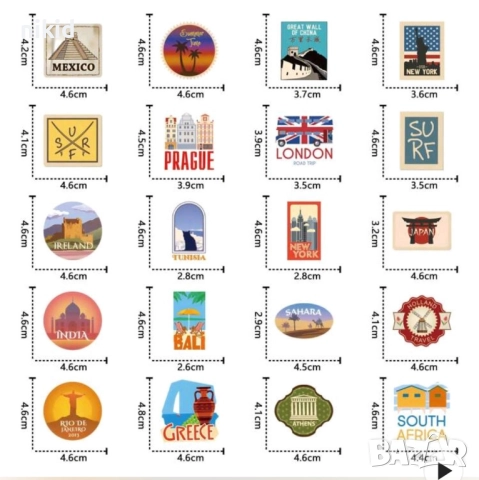 50 бр Европейски забележителности Европа самозалепващи лепенки стикери украса декор картонена торта, снимка 2 - Други - 51751766