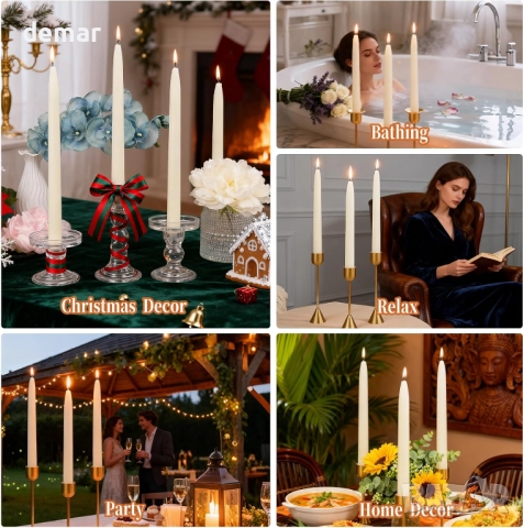 12 броя свещи от пчелен восък, конусовидни, 23 см, време на горене 10 часа, бели, снимка 5 - Други - 52445679