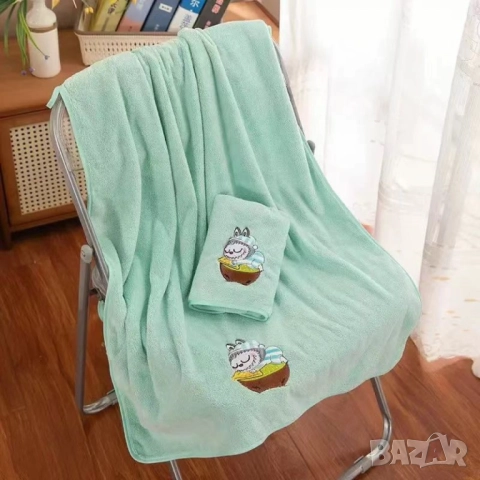 Комплект от 2 броя бродирани кърпи, меки и абсорбиращи, за баня и плаж 35×75 см. и 70×140 см., снимка 7 - Други стоки за дома - 52004119