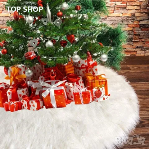 Кръгла подложка за  коледна елха, бяла, 120 см, снимка 3 - Декорация за дома - 49971283