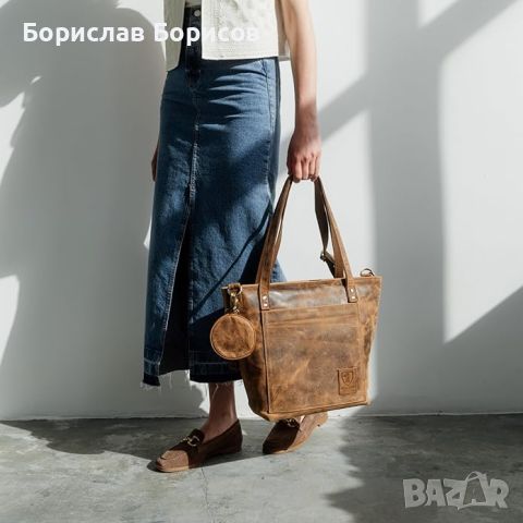 Кожена дамска чанта Berliner Bags, снимка 3 - Чанти - 46802419