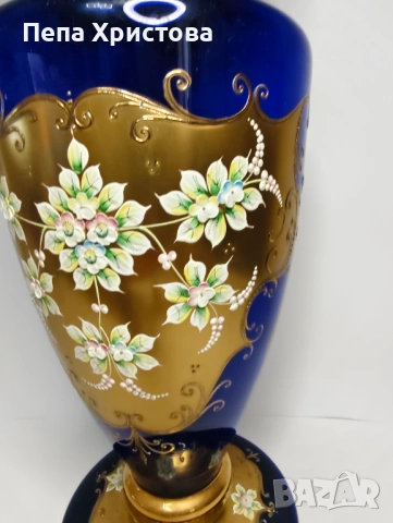 Голяма ваза  от чешки цветен кристал , снимка 3 - Вази - 53753086