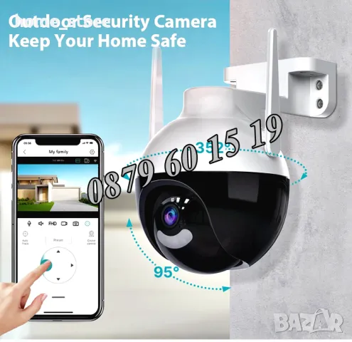 Куполна IP WIFI безжична камера за видеонаблюдение, 6MP тип сфера, снимка 3 - IP камери - 50091432