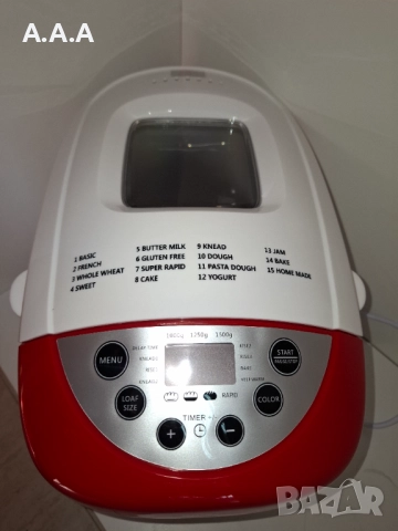 Хлебопекарна две бъркалки, бял-червен 800W