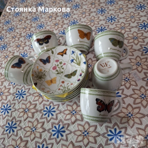 Порцеланов сервиз за късо кафе с пеперуди, снимка 3 - Сервизи - 53896511