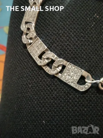 Масивна сребърна гривна с циркони сребро 925, снимка 16 - Гривни - 47855936