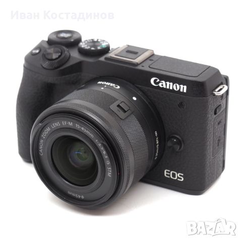 Canon EOS M6 Mark II + обектив Canon EF-M 15-45mm IS STM +ND филтър K&F Concept, снимка 1 - Фотоапарати - 46352532