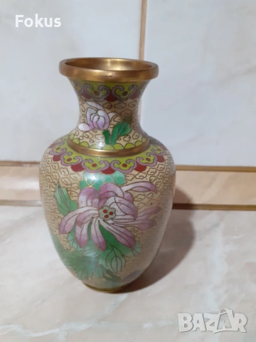 Cloisonne Клоазоне стара ваза бронз клетъчен емайл