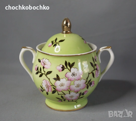 Стара Руска порцеланова захарница с цветя