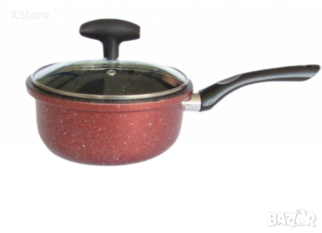 Касерола с капак Rosberg R51321G18, 18см./1.8л., Мраморно покр., Индукция, Бордо меланж