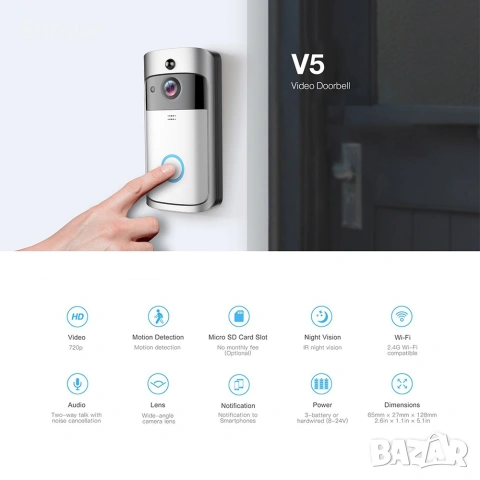 ML-V6 Смарт видео звънец с камера