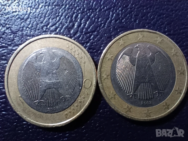 1 euro 2002 Germany с дефект, снимка 2 - Нумизматика и бонистика - 53512134