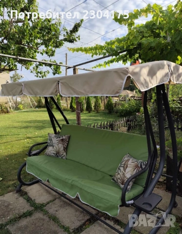 Комплект тапицерия за градинска люлка тройка -основни елементи - сенник и седалка с облегалка мека ч, снимка 2 - Градински мебели, декорация  - 54114797