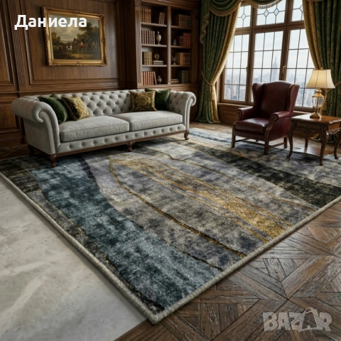 Модерен килим за хол 120х160см - Мраморен ефект в сиво и черно и 3D ефект, Противоплъзгащ, снимка 4 - Други стоки за дома - 53882094