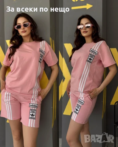 Adidas Дамски Летен Комплект Тениска И Къси Панталони👚🩳Дамски Къс Екип Адидас - 3 Цвята Код A652, снимка 3 - Спортни екипи - 50593021