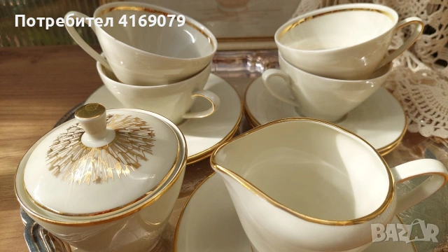 Сервиз за кафе цвят слонова кост 