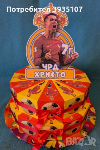 Картонена торта Роналдо, комплект балони, снимка 2 - Други - 52070604