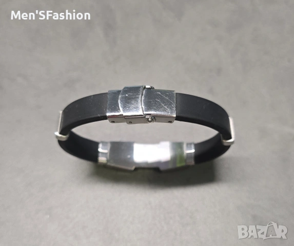 Мъжка гривна - неръбдаема стомана и силикон , снимка 5 - Гривни - 53629201