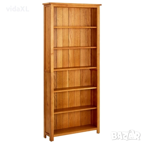 vidaXL Библиотека с 6 рафта, 80x22,5x180 см, дъбов масив(SKU:244470)