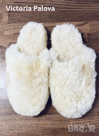 Топли уютни пантофи от естествена вълна и кожа