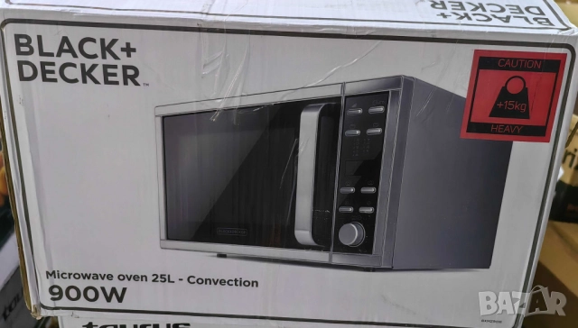 Микровълнова с грил и конвекция Black+Decker BXMZ900E – 25L, 900W, автоматични програми, дигитален д, снимка 9 - Друга електроника - 51926329