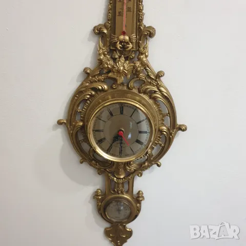 Стенен часовник от масивен месинг с влагометър-термометър, снимка 9 - Колекции - 50258303