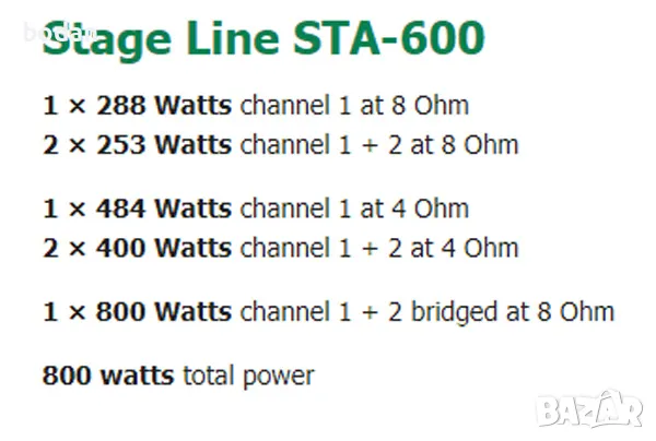 img Stage Line STA-600, снимка 3 - Ресийвъри, усилватели, смесителни пултове - 47253024