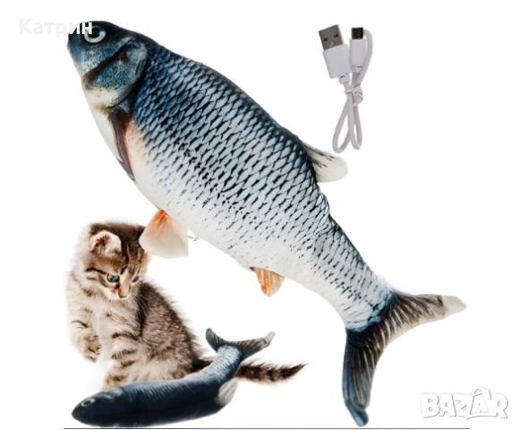 Електрическа играчка рибка за котки и кучета, 5000 mAh,  30 см, снимка 6 - За котки - 46410158