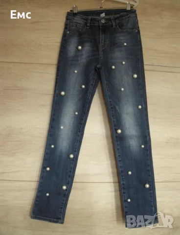 Дамски дънки с перли, снимка 2 - Дънки - 50056662