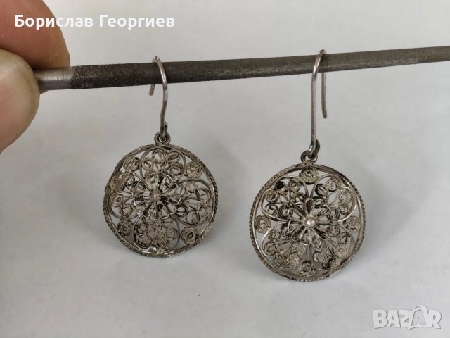 Сребърни обеци филигран , снимка 3 - Обеци - 52084307