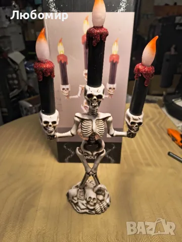 Свещи за свещници за Хелоуин, LED крушки Скелет Череп Свещник Безпламъчно работещ с батерии Мигащо

, снимка 8 - Други стоки за дома - 49460805