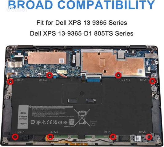 ASUNCELL 46Wh 7.6V лаптоп батерия за Dell XPS 13, снимка 3 - Батерии за лаптопи - 45617746