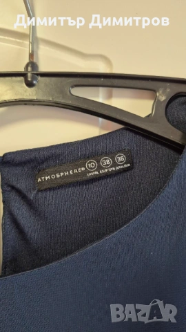 Синя рокля с прозрачни ръкави, снимка 2 - Рокли - 54240129