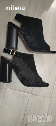 Черни сандали на ток, снимка 2 - Сандали - 51672685