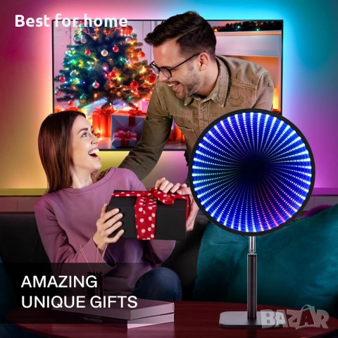 SENCU LED нощна лампа с огледало за безкрайност, снимка 3 - Други - 53316709