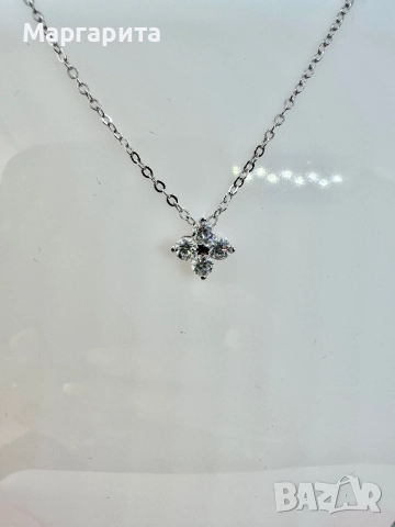 Сребърно колие с мойсанит (диамант) 