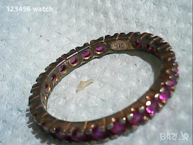 стар среберн престън 925 със розов циркон, снимка 4 - Антикварни и старинни предмети - 53652349