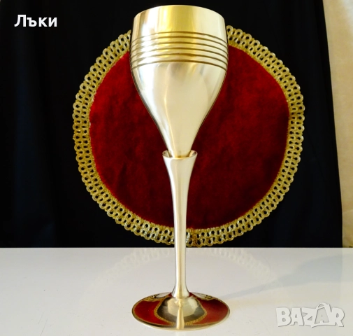 Бронзов бокал,чаша за вино,лале,релеф. , снимка 4 - Антикварни и старинни предмети - 51527136