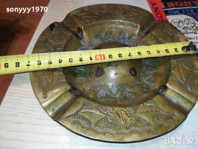 ПЕПЕЛНИК-МЕД/МЕСИНГ 17СМ ВНОС ГЕРМАНИЯ 0208252008LCHERY, снимка 5 - Антикварни и старинни предмети - 51230205