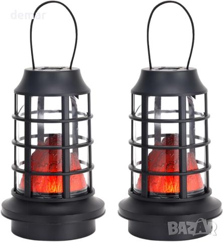 TRIROCKS Комплект от 2 LED фенера, захранвани с батерии, 30 см висок вулканичен пламък, трептящ дъх, снимка 3 - Лед осветление - 46171710